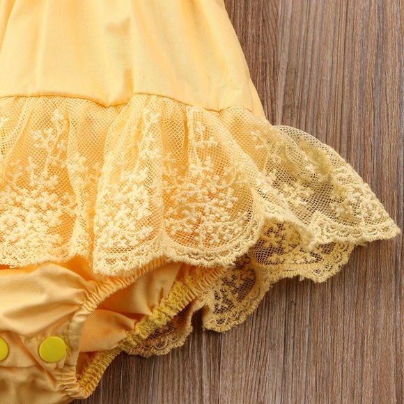 Yellow Baby Girl Lace Romper - Picture 4 of 6